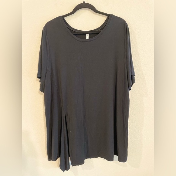 Fabletics Women Shirt 3X Black Longline Soft Jersey Side Slit Asymmetrical Hem - Picture 1 of 12